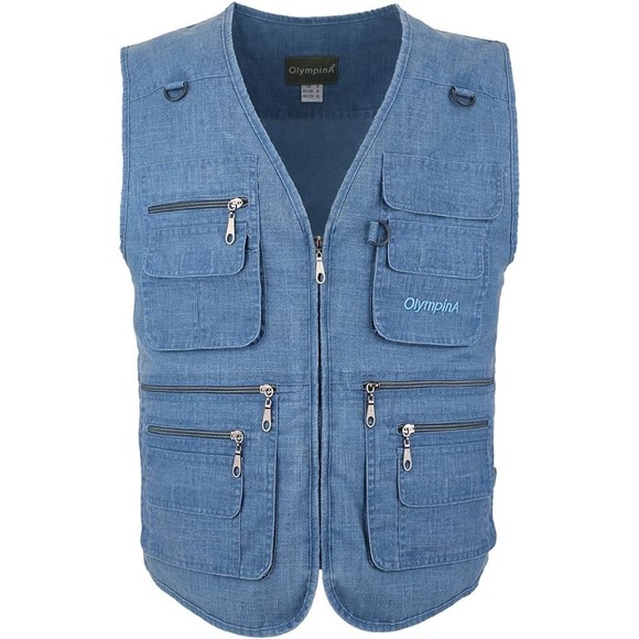 Men's Linen Hunting Travel Utility Vest - SZ 2XL - Multi-Pocketed M560 - Picture 1 of 12